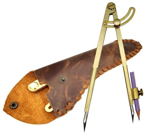 5MoonSun5's 8'' Large Pencil Marking Compass Circle Leather Scratch Compass Maker Scriber Marking Wing Divider, Ideal for Drawing Circles, Scribing Wood Metal, Drafting,Map Plotting with leather cover