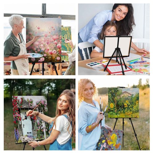 AROIC10 Pack Painting Display Easel Stand Portable Adjustable Metal Tripod Artist Canvases Height from20to66Inch Extra Sturdy forTable-Top/Floor Painting, Drawingand Displaying,Black with10StorageBag