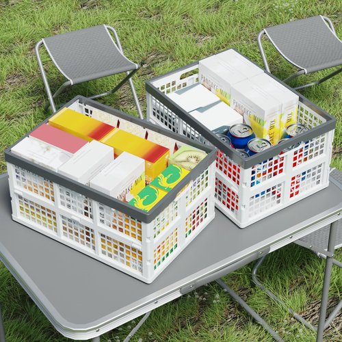 Buyitt 4-Pack 30 L Plastic Collapsible Crates, Stackable Storage Bins