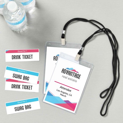 Avery Customizable Name Badges, 6" x 4.25", Laser/Inkjet Printable Inserts Including Tickets, 25 Vertical Name Tag Holders, Includes Lanyards (8520)