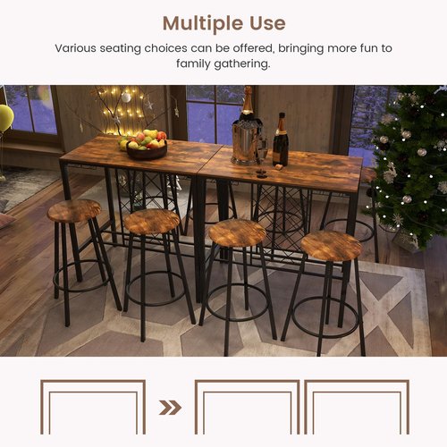 Giantex 5-Piece Dining Room Table Set, Multifunctional Kitchen Dinette Set of 5, 51" L X 27.5" W Table & Chair Set for 5, Rectangular Glass Dining Table & 4 Transparent Chairs for Living Room