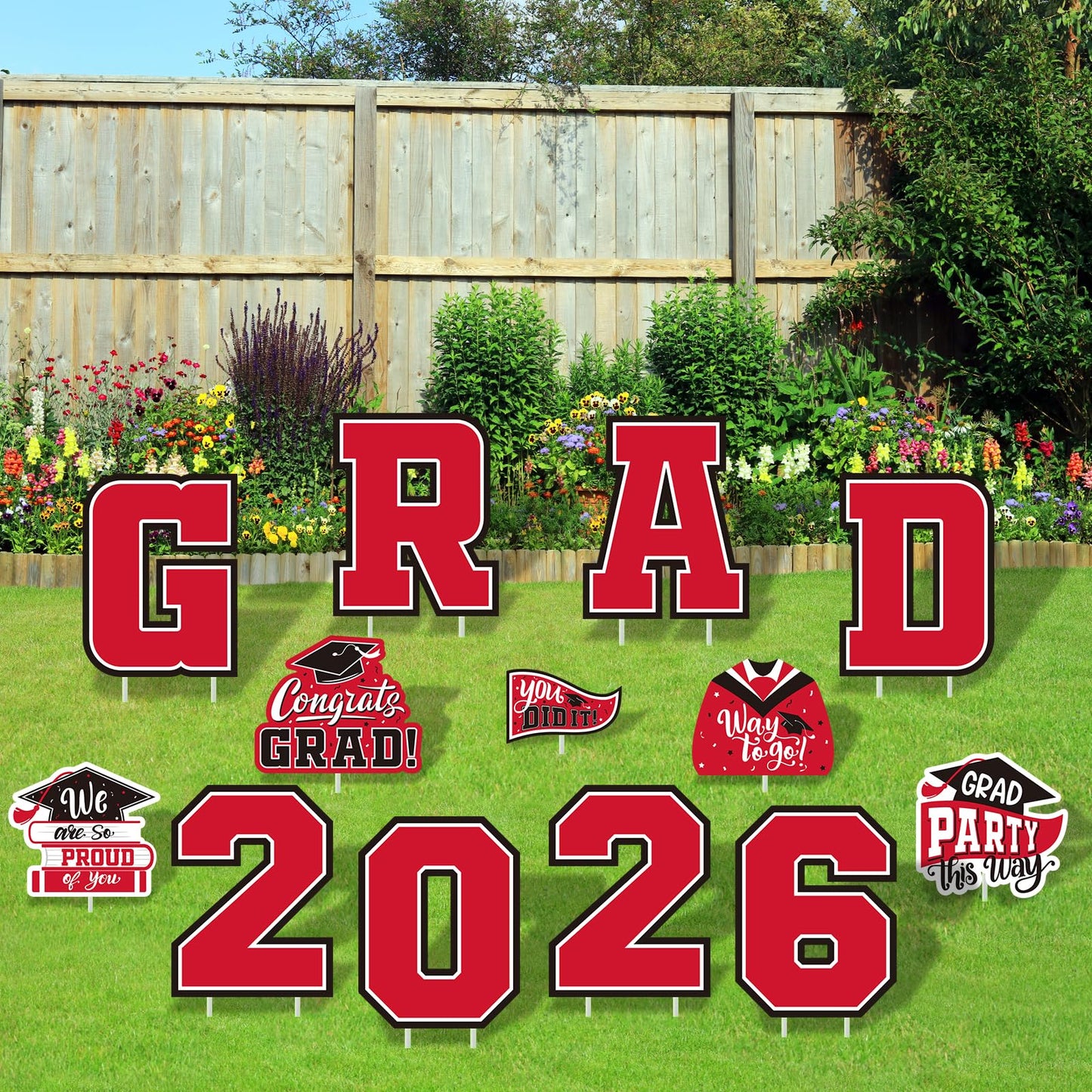 Red Themed Graduation Decorations 2026 - Graduation Yard Signs Class of 2026,Congratulate Graduation yard signs - Graduation Party Supplies for High School & Graduation Party Decorations