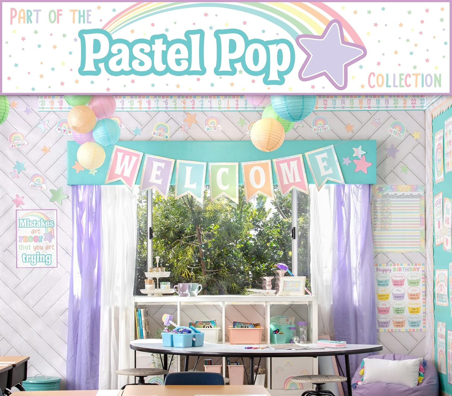 Teacher Created Resources Mini Bulletin Board - Pastel Pop Happy Birthday Theme | Perfect for Classrooms