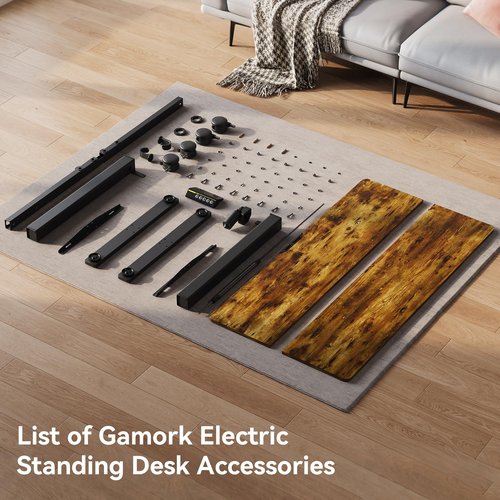 Gamork Electric Standing Desk Adjustable Height Stand Up Desk Ergonomic Sit Stand Desk for for Work Office Home Computer Desk Workstation (Rustic Brown C65, 48 * 24)