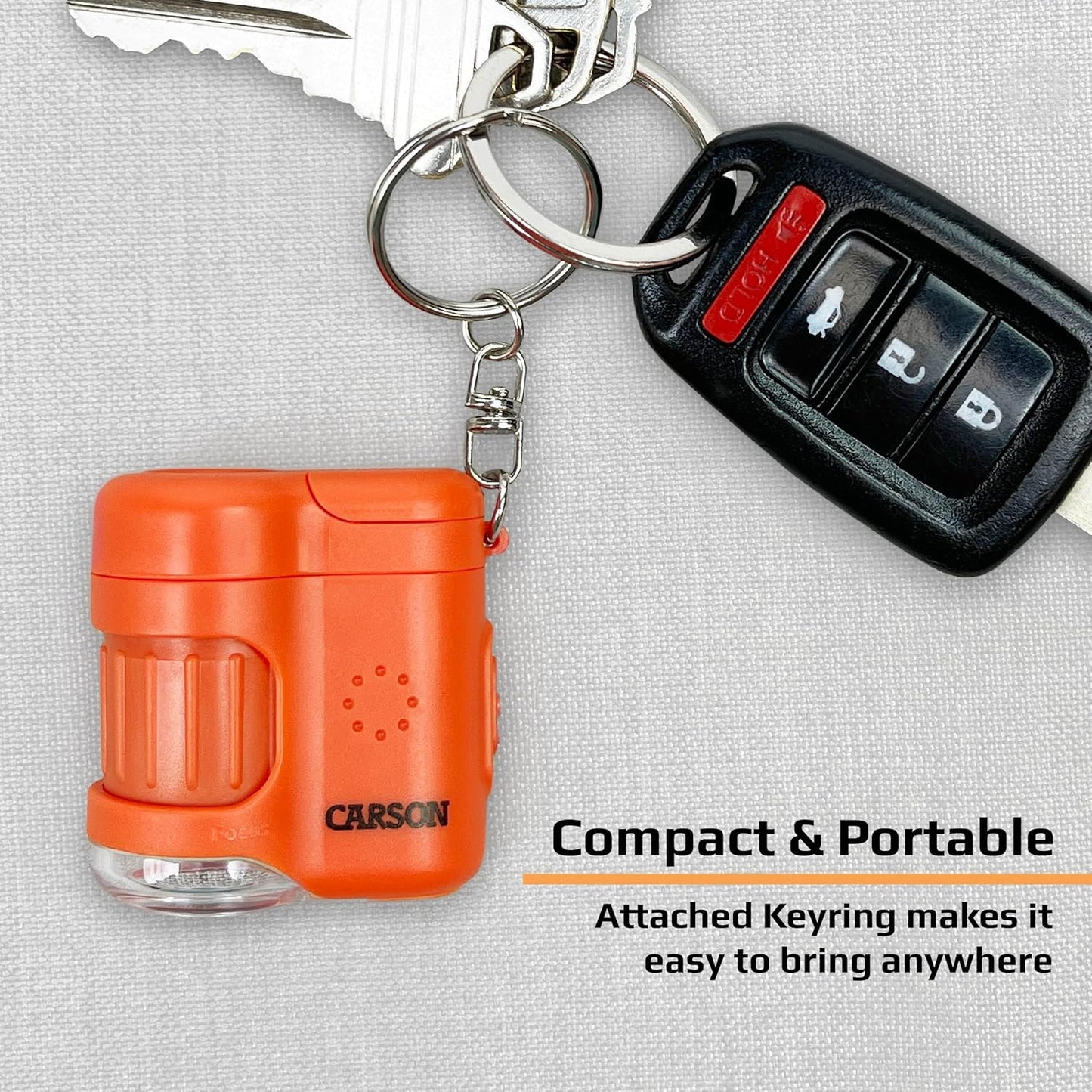 Carson MicroMini 20x Pocket Microscope - Lighted with UV & LED Flashlight, Orange (MM-280O)