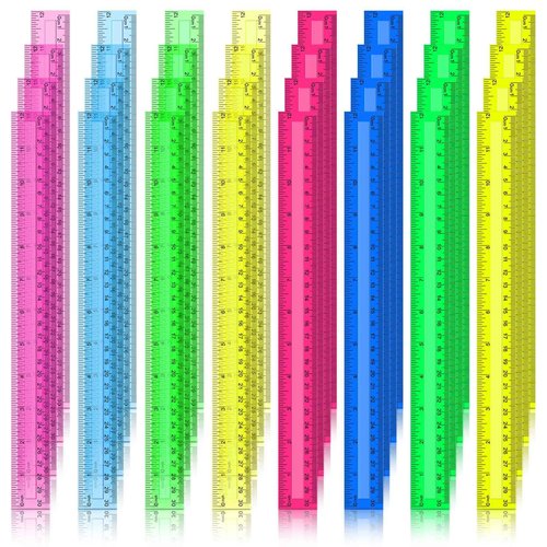 Harloon 480 Pack Clear Plastic Rulers Bulk for Classroom Back to School Supplies Transparent Flexible Rulers with Centimeters and Inches Measuring Tool for Classroom School Students(12 Inch)