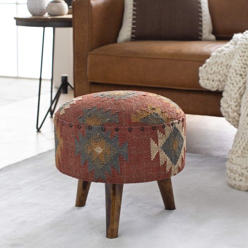 Livabliss Celaya Stool, 16" x 16" x 16", Red