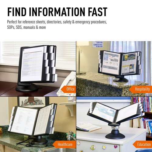 Durable Motion Reference System with 10 Double-Sided Panels in Letter-Size 8.5" x 11" Inches - Black SHERPA Design - Desk Reference Organizer