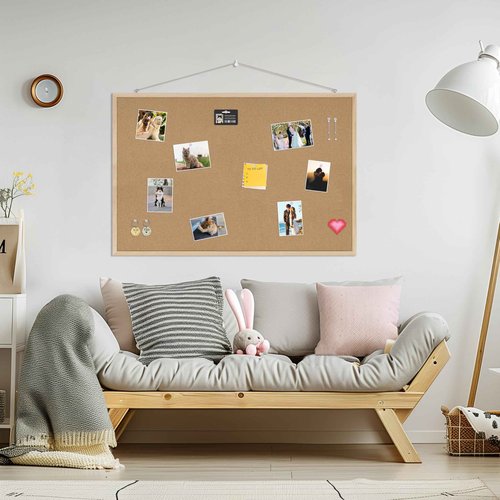 DAHAPYBOO Cork Board Bulletin Board,36x24 Cork Board for Office with Pin Oak Wood Boards,Message Board or Vision Board Decoration.
