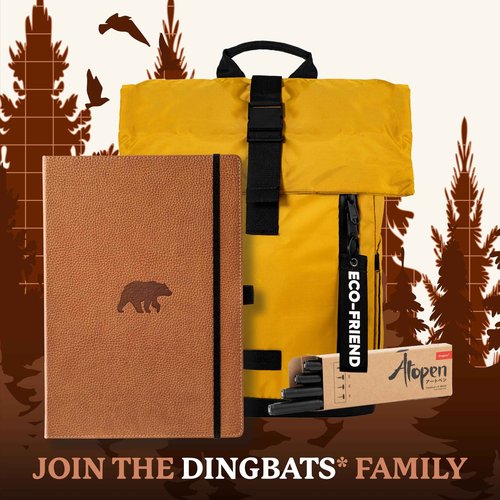 Dingbats* - Wildlife A4 Lined Notebook - Extra Large Hardcover PU Leather Journal - for Work, Travel - Pocket, Elastic Closure, Pen Holder, Bookmark