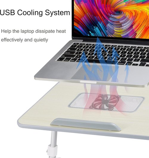 8AMTECH Laptop Desk - Adjustable Laptop Stand with Cooling Fan for Work & Play | Ideal for Bed & Sofa