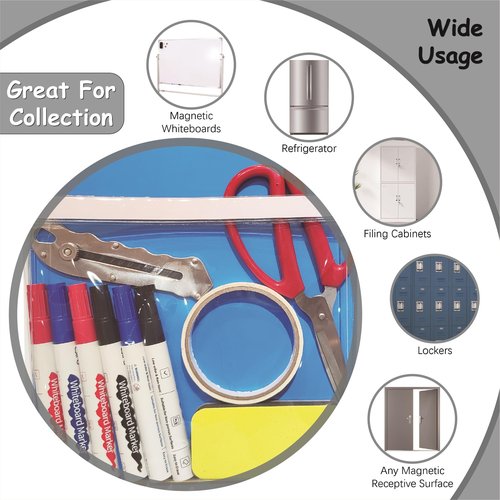 IMAGAME Magnetic Pocket 4 Pack – Self-Adhesive Magnetic Storage Pouch for Documents, Notes & Tools, Strong Magnet Backing for Fridge, Whiteboards, and Metal Surfaces (Black 4Pcs)
