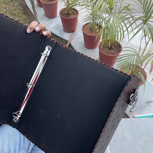 handborncraft Personalized Binder Leather Binder, Custom Binder, Leather 3-Ring Binder, Leather Portfolio Men, 8.5 X 11 Inches Size Document Holder