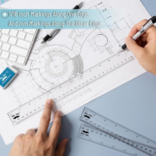 Mr. Pen Plastic Rulers - 12 Inch, 3 Pack | Easy-to-Read, Scratch-Resistant Design for School & Office