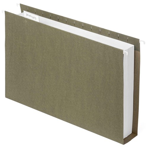 50 Extra Capacity Hanging File Folders, Heavy Duty, 2’’ Expansion Filing Folders, Designed for Bulky Files, Legal Charts, Manuals, and More, Standard Green, Legal Size, 50 Pack