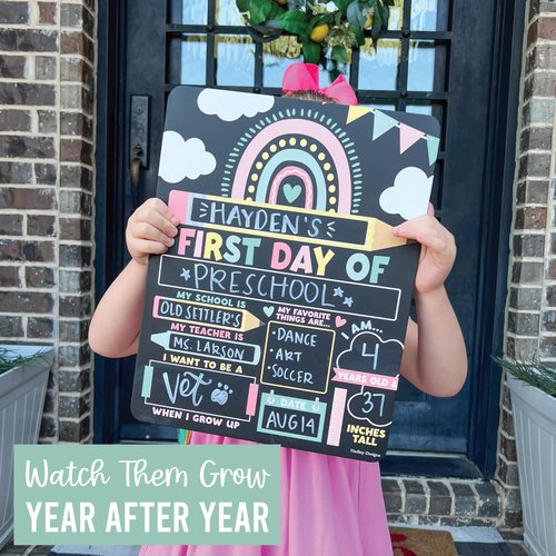 My First Day of School Sign with Markers -11x14 Back to School Signs First and Last Day, Kindergarten Chalkboard Signs, Pre K Sign Board, Preschool Board, Reusable Photo Prop for Kids