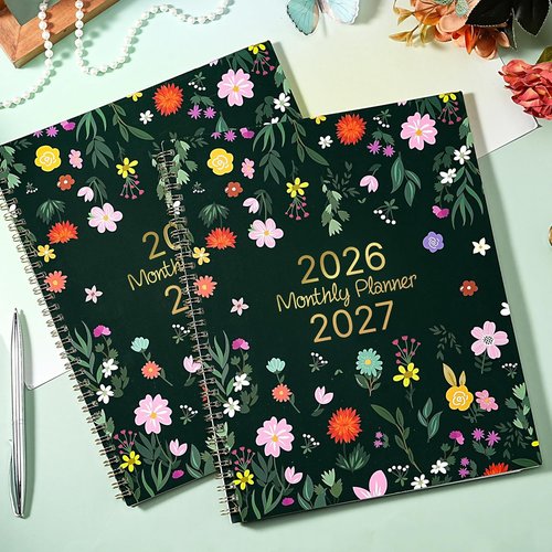 Monthly Planner 2026-2027 | 18-Month Calendar with Colorful Tabs & Back Pocket - 9" x 11"
