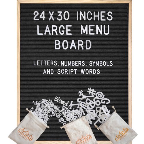 Blackboard Letter Board - 24x30 Inch Large Felt Message Board for Restaurant Menus