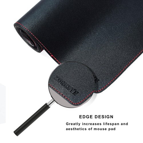ZORESYN 59.1"x27.6" Leather Desk Pad Protector, Large Mouse Pad, Executive Computer Office Desk Mat, Non-Slip PU Leather Desk Blotter, Waterproof Desk Writing Pad for Office and Home (Black)