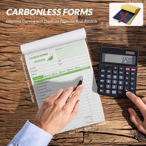 Harfesto Professional Garden Invoice Receipt Book, Landscaping Invoice Book for Small Business - 5.7 X 8.3 in, 2-Part Carbonless Work Order Forms, 400 Sets (8 Books) - Lawn Care Equipment Accessories