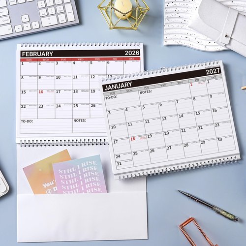 Calendar 2025-2027 - JULY 2025 - JUNE 2027, 3 Month Wall Calendar 2025-2027 Display (Folded in a Month), 11" x 25.3"(Open Size), 11" x 8.88"(Close Size), Calendar Planner 2025-2026 Perfect for Organizing - Black red
