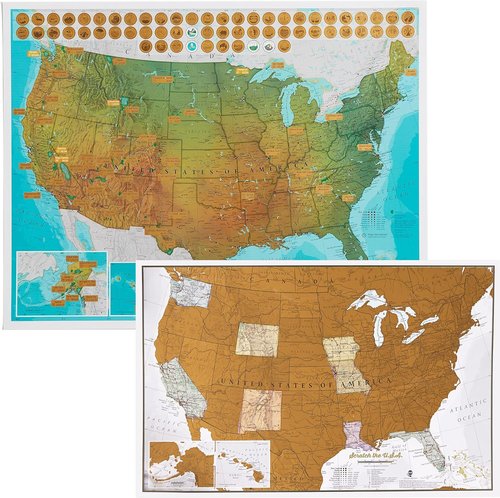 Scratch Off USA National Parks Poster - 17 x 22 Inches | Bonus USA Scratch Off Map for Outdoor Lovers