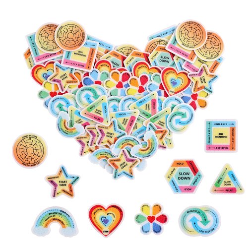 72Pcs Calm Stickers for Anxiety Sensory Textured Sensory Stickers Anti Stress Anxiety Relief Items Boho Calm Sticker Bulk Waterproof Fidget Adults Classroom Teacher Supplies