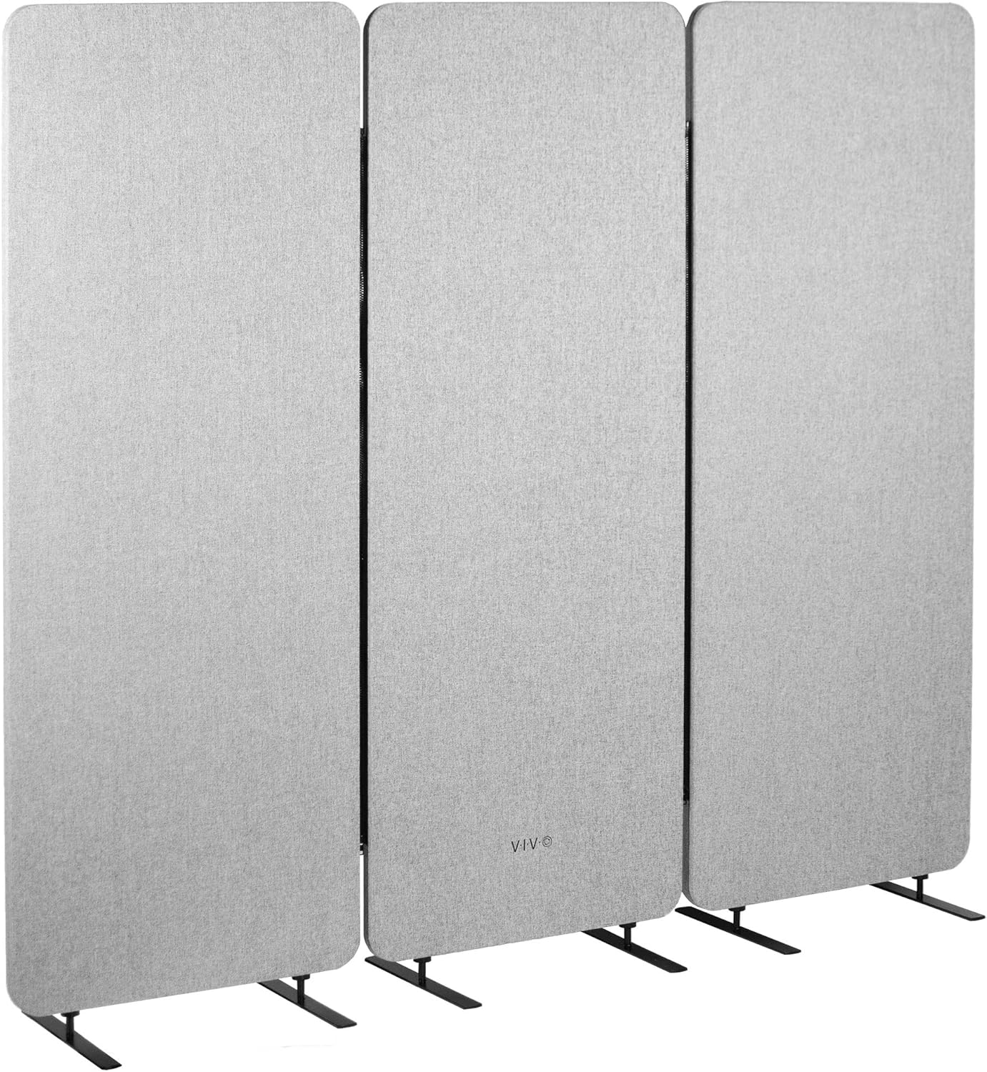 VIVO Freestanding Privacy Panel - 72 x 66 Inch Acoustic Wall Divider | Gray Cubicle Partition with 3 Panels
