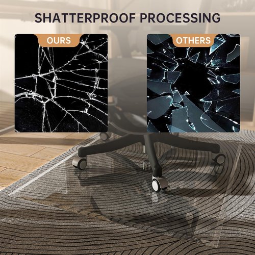 [Tempered Glass] 48“ x 36” Beveled Edge Glass Chair Mat with Polished Edge Clear Office Chair Mat, Glides Smoothly, Suitable for Carpet or Hardwood Floors