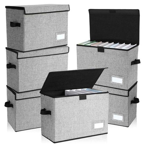 Chuangdi 6 Pcs Comic Book Storage Boxes, Back to School Collapsible Comic Short Box Case with Lid, 15.8 x 7.9 x 11.4 Inch Book Bin Container Holds 150 Comics(Gray)