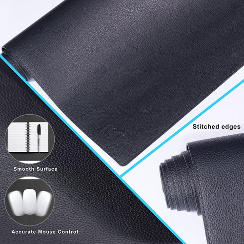 Cacoy 63" x 24" Leather Desk Mat, XXXL Computer Mat for Desk, PU Leather Desk Pad Blotter, Large Gaming Keyboard Mouse Pad, Waterproof Desk Protector for Office and Home, Black