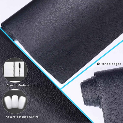 Cacoy 63x31.5 Inch Extra Large Desk Mat, PU Leather Desk Blotter Pad Protector, XXL Gaming Keyboard Mouse Pad for Computer, Waterproof Office Table Cover, Leather Desktop Mat for Home & Work, Black