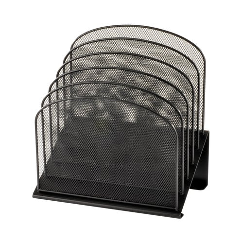 Safco Onyx Desk Organizer, 5 Tiered Vertical Compartments, Office and Classroom Mailbox , Paper and Mail Sorter, Steel Mesh, Black