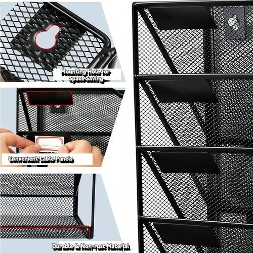 YFS 3 Tier Wall File Organizer, A3 Office Hanging Magazine Holder, Desktop Vertical Mail Paper Folder Holder Rack, Home Office Organization and Storage, Black (3 Tier ,black)