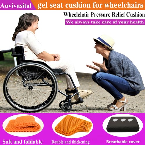 Plus Size Gel Seat Cushion for Long Sitting, Extra Large and Thick, Gel Seat Cushion for Back, Hip, Sciatica, Tailbone Pain Relief, Used for The Office, Wheelchair, Recliner, Car, Stadium(Orange)