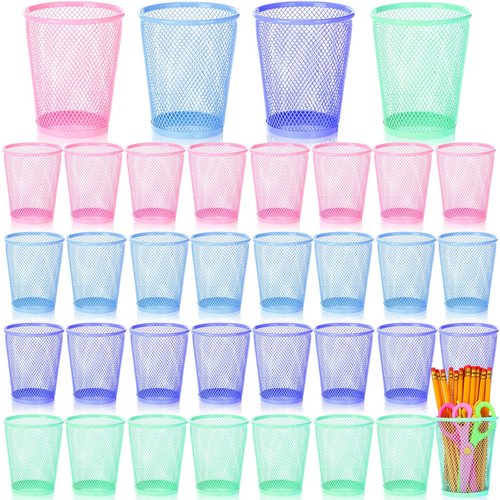 Sherr 24 Pcs Mesh Pen Holder Back to School Supplies Bulk Pastel Pencil Cup Holder for Classroom Cute Pencil Organizer Desk Accessories for Office Makeup Brush Storage Aesthetic School Supplies