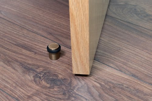 Set of 2 Door Stoppers | Threaded Base | Brass | Tools, Screws + Fixing Plug | EVI Herrajes