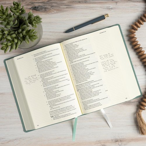 **NASB Notetaking Bible - Large Print Edition in Earthen Teal SuedeSoft LeatherTouch | Single-Column, Wide Margins, Easy-to-Read**