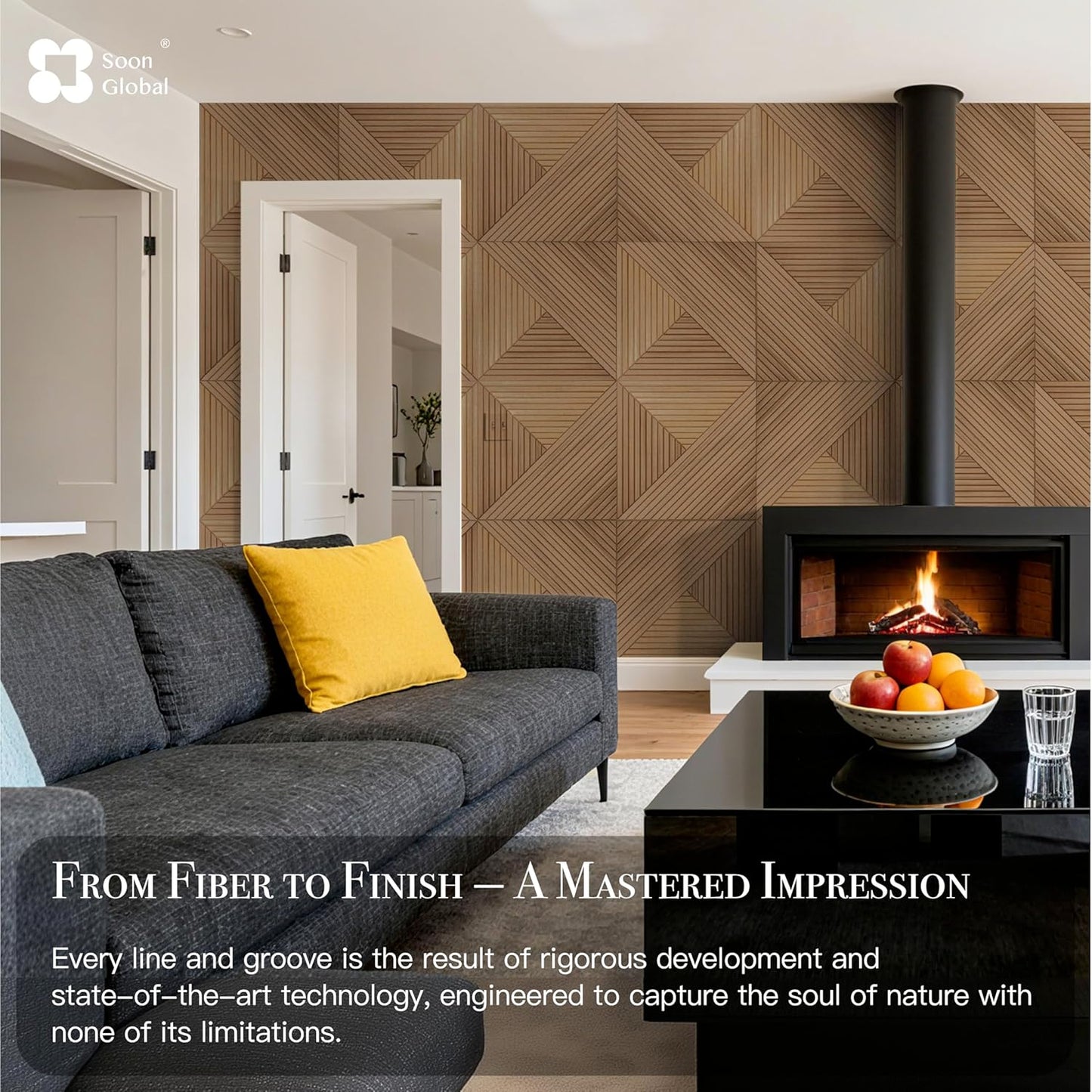 Soon Global Acoustical Wall Panels - 6-Piece Decorative Sound Absorbing Art | 23.62" x 23.62" Arcadian Vortex