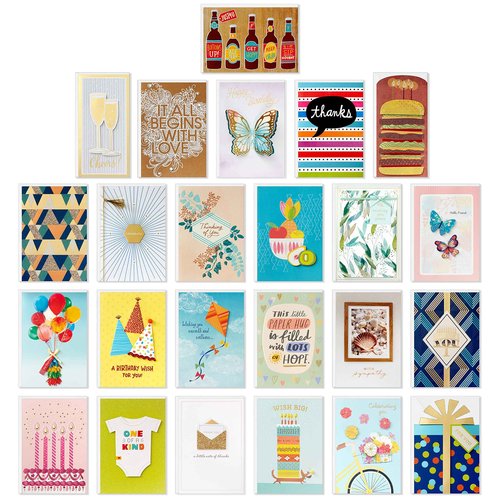 Hallmark All Occasion Cards - Assortment of 24 Handmade Greeting Cards, Painted Dots - Birthday, Baby Shower, Wedding, Sympathy