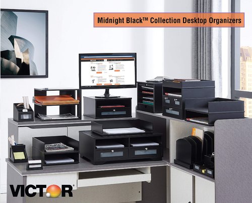 Victor Wood Midnight Black Collection, Tidy Tower Desktop Organizer, Black, (5500-5)