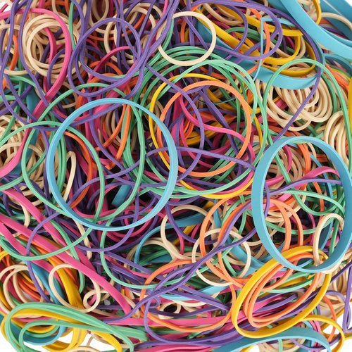 Foshine Rubber Bands - Assorted Sizes | Multicolor 0.5lb Elastic Bands for School & Office Use