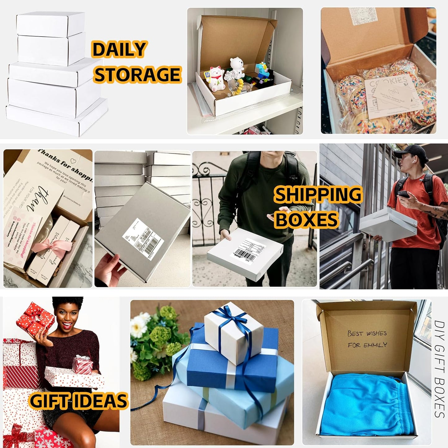 White Corrugated Cardboard Shipping Boxes by [Brand Name] - Set of 20 | 12x9x4 Inch for Mailing, Packing & Storage