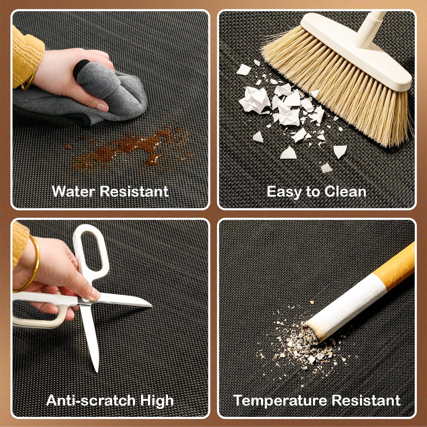 Office Chair Mat for Hardwood Floor, 36" x 48" Non-Slip Office Chair Mat for Rolling Chair, Heavy Duty Textilene Floor Protector for Hardwood Tile, Desk Computer Chair Mat for Home Office, Black