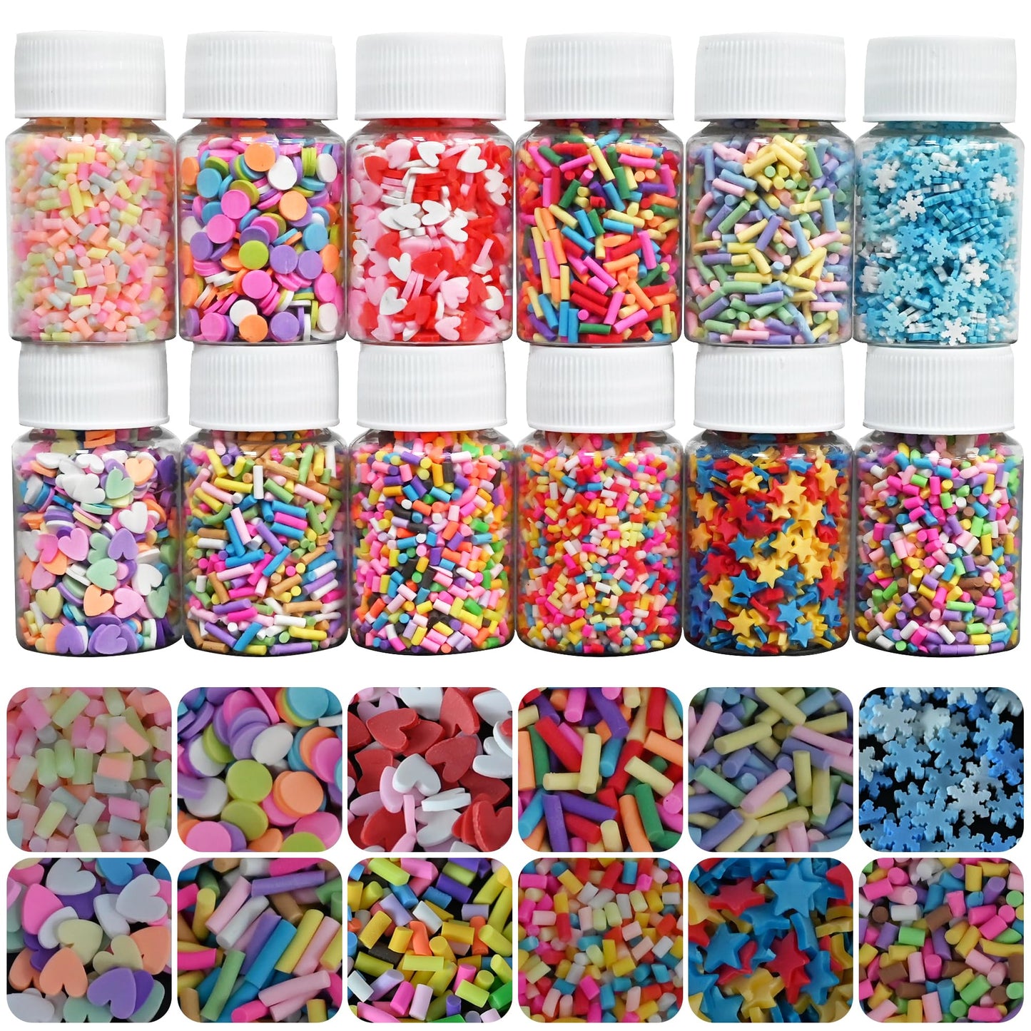 LIKETURE Fake Sprinkles 180G Non-edible Polymer Clay Sprinkles Fake Candy Sprinkles Slime Sprinkles Faux Sprinkles for Resin Slime Add Ins Plastic Sprinkle Nail Art Shaker Card Filler (Multicolor)