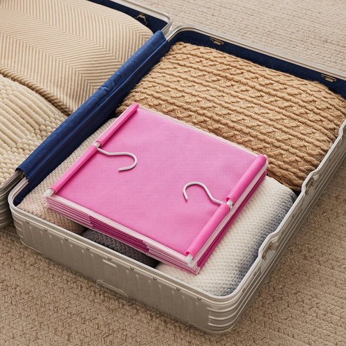MAX Houser 6-Shelf Hanging Closet Organizer - Space-Saving Storage Solution with 2 Hooks | Foldable Pink Design