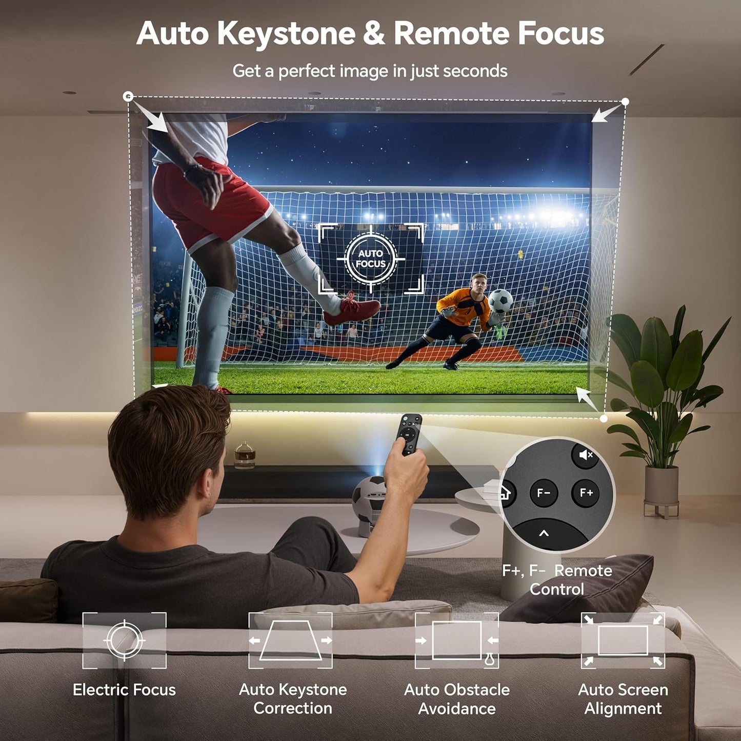Smart Mini Projector - Android 13 WiFi Bluetooth | 1080P Football-Shaped Movie Projector for Outdoor & Bedroom