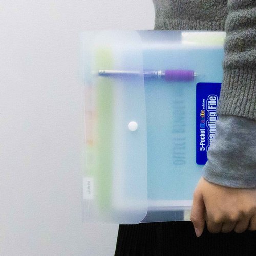BAZIC Products Expanding File Folder 5 Pockets w/Tab, Letter Size Plastic File Pocket Folders, Office Supplies Paper Documents Organizer, 12-Pack