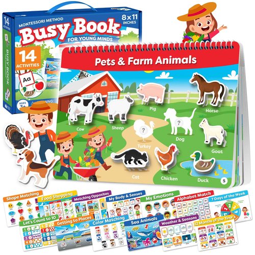 First Day of School Sign for Kids and Montessori Busy Book for Toddlers - Back to School Supplies