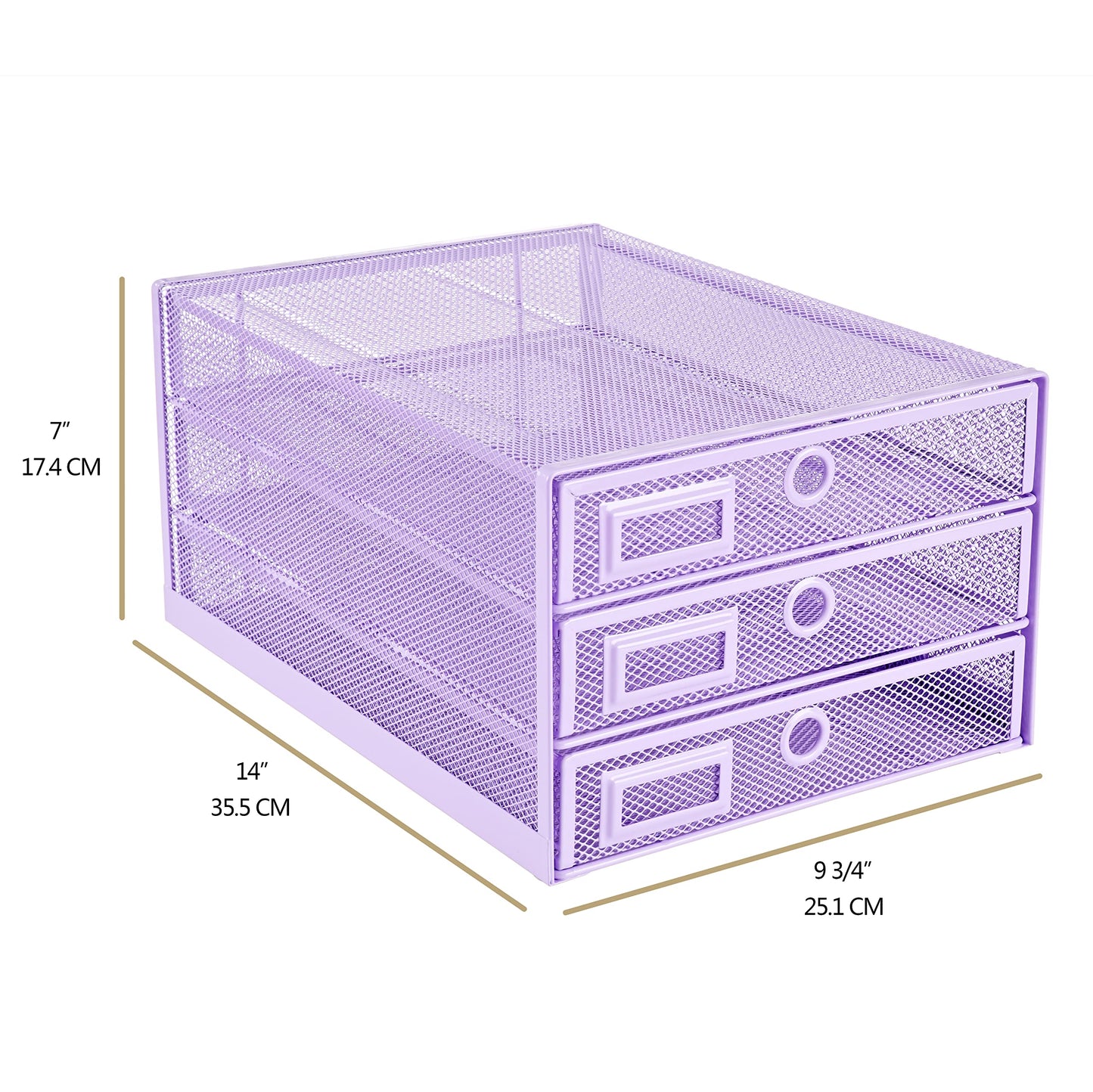 Annova Desk Organizer Wire Mesh 3 Tier Sliding Drawers Paper Sorter/Multifunctional/Premium Solid Construction for Letters, Documents, Mail, Files, Paper, Kids' Art Supplies (Light Pink)